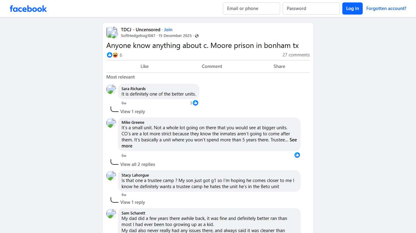 TDCJ - Uncensored Anyone know anything about c Facebook