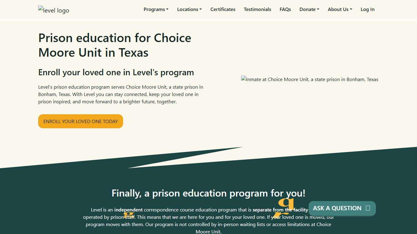 Prison Education For Choice Moore Unit - Level